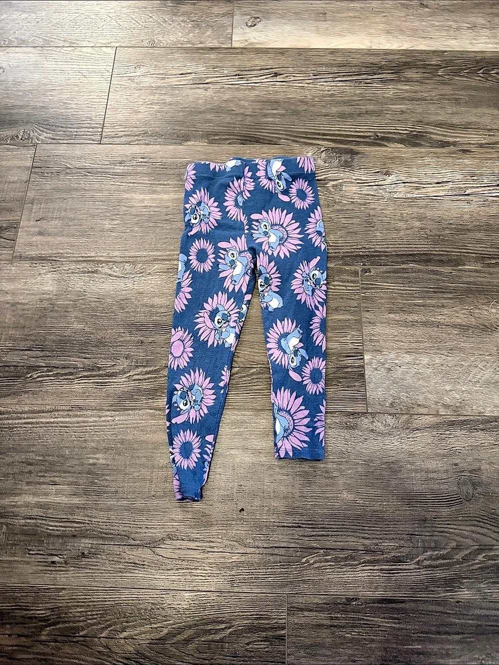 Disney Stitch Floral Leggings in Blue & Pink Size 4